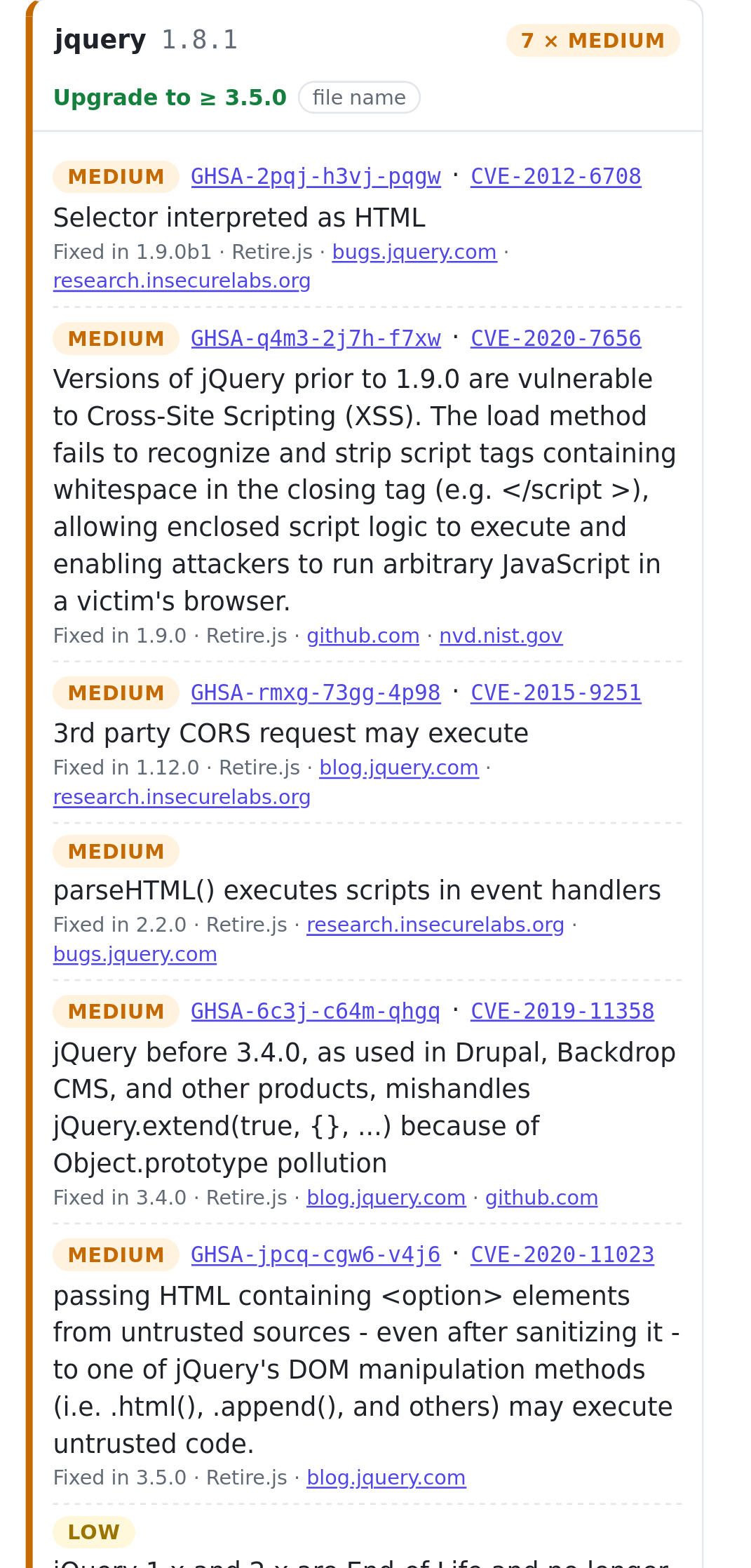 Advisory details on a phone